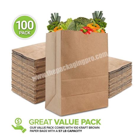 Custom printed Stock Large Grocery Shopping Bulk Kraft Brown Paper Bags