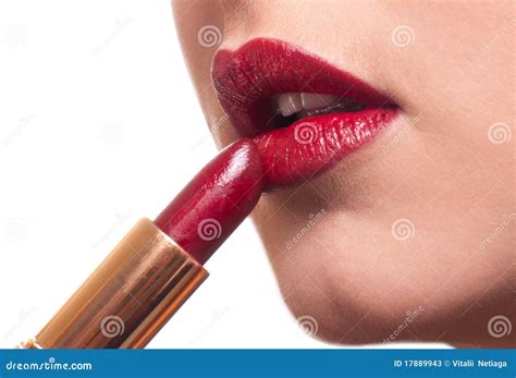 Beautiful Lips with Lipstick Stock Image - Image of attractive, macro: 17889943