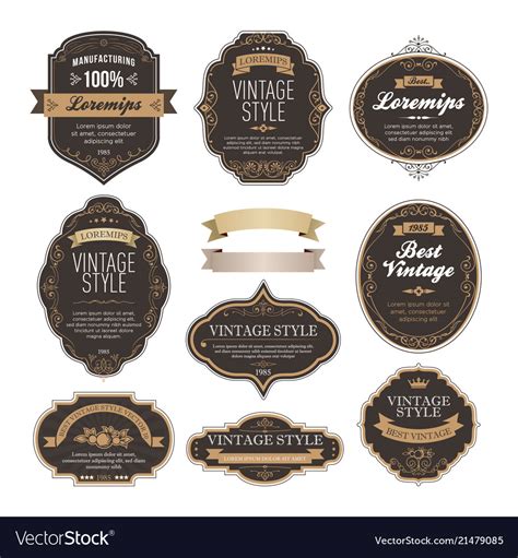 Set of vintage bottle label design Royalty Free Vector Image