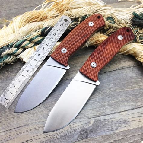 Newest Full Tang Camping Tactical Knife,7Cr17Mov Blade Wood Handle ...