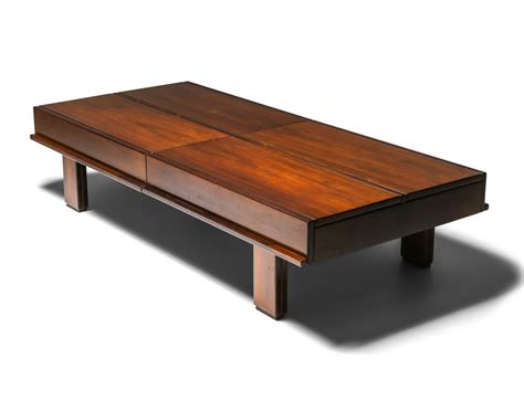 Michelluci walnut coffee table with storage, 1970's | #142525