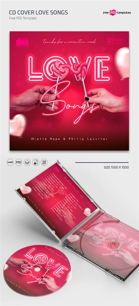 Free Love Songs CD Cover Template in PSD | Free PSD Templates