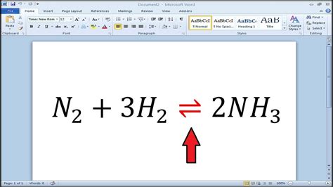 How to write Reversible Reaction Arrow Symbol in Word - YouTube