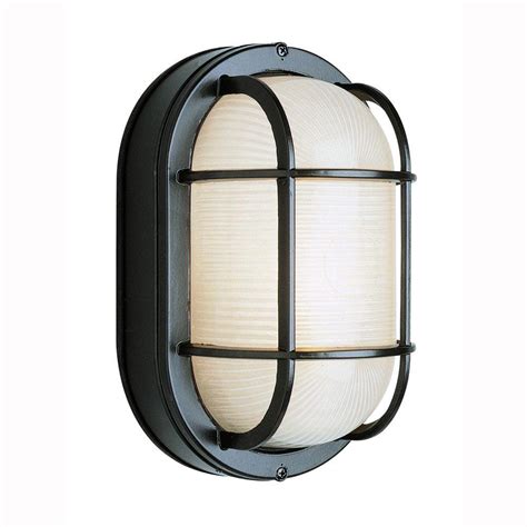 Bel Air Lighting Bulkhead 1-Light Outdoor Black Wall or Ceiling Mounted Fixture with Frosted ...