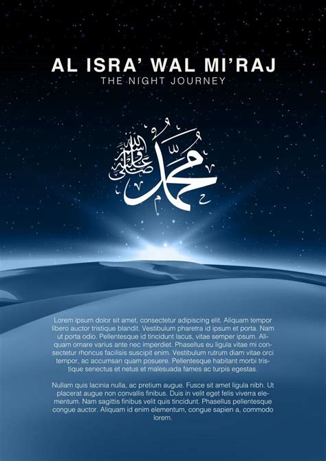 Al-Isra wal Mi'raj means The night journey of Prophet Muhammad, Multipurpose Brochure or ...