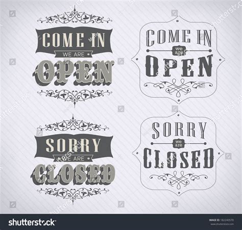 Open Vintage Retro Signs Vector Illustration Stock Vector (Royalty Free ...