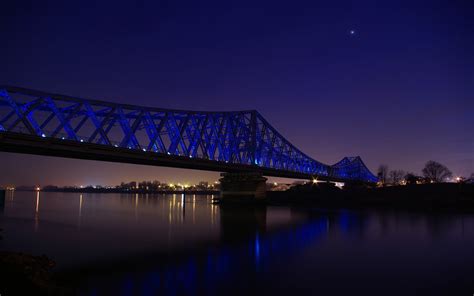 Blue concrete bridge, bridge, night, blue, sky HD wallpaper | Wallpaper ...