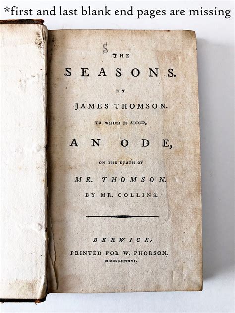 1786 the Seasons by James Thomson Antiquarian Scottish Poetry - Etsy