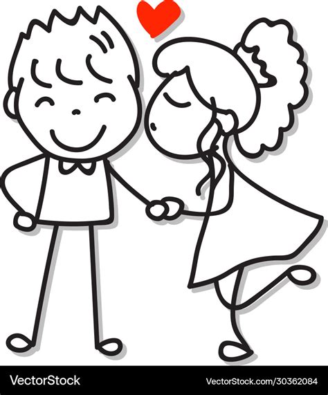 Hand drawing cartoon character couple in love Vector Image