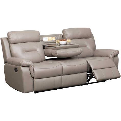 Watson Light Gray Leather Reclining Sofa with DDT | 1G1-7123RS | AFW.com