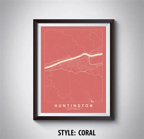 Map of Huntington WV Huntington Map Huntington Poster | Etsy