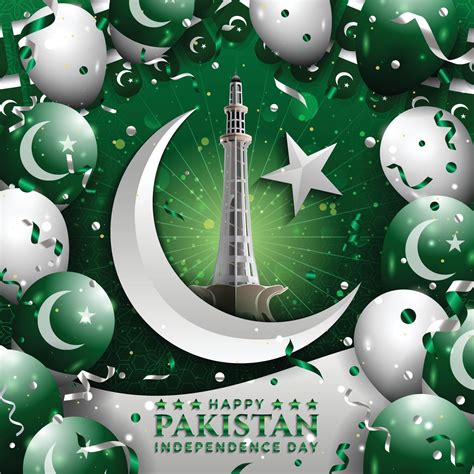 Happy Pakistan Independence Day with Monument of Minar 3072984 Vector ...