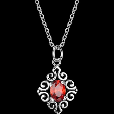 South Red Necklace- This beautiful .925 Sterling Silver necklace futures simple