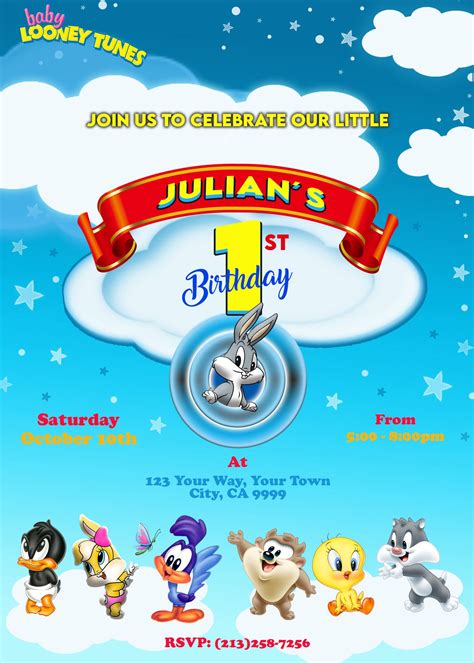 Beautiful Baby Looney Tunes Birthday Invitation - oscarsitosroom | Baby ...