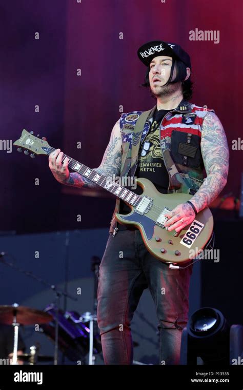 Zacky Vengeance of Avenged Sevenfold performs during Download Festival 2018 at Donington Park ...