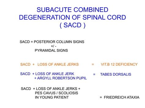 Sub acute combined degeneration of spinal cord mathematical approach | PPT