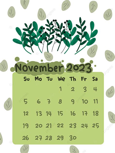 Calendar November 2023 The Theme Is Foliage Template Download on Pngtree