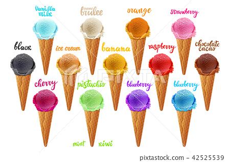 ice cream vector Set different shapes in the cone - 스톡일러스트 [42525539] - PIXTA