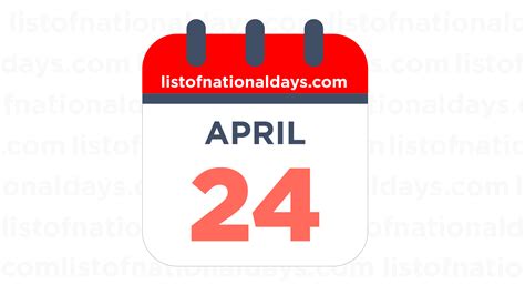 APRIL 24TH: National Holidays, Observances & Famous Birthdays