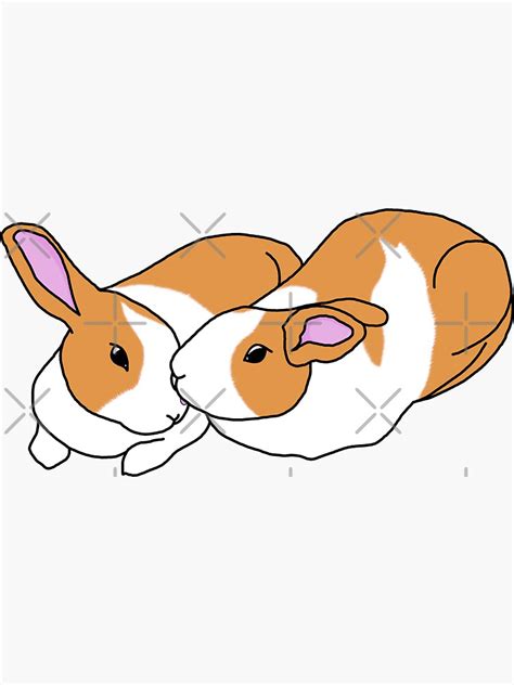 "Cute kissing bunnies (coloured line drawing)" Sticker for Sale by art-by-lotte | Redbubble