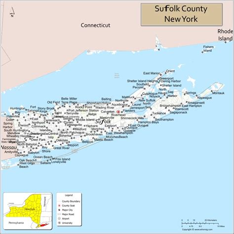 Map of Suffolk County, New York - Where is Located, Cities, Population ...