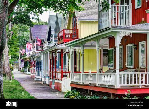 Gingerbread cottages, Oak Bluffs, Martha's Vineyard, Massachusetts, USA ...