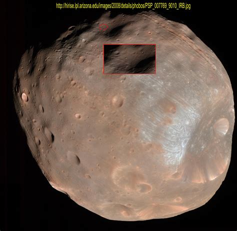 Photos of the Monolith on Mars Moon Phobos