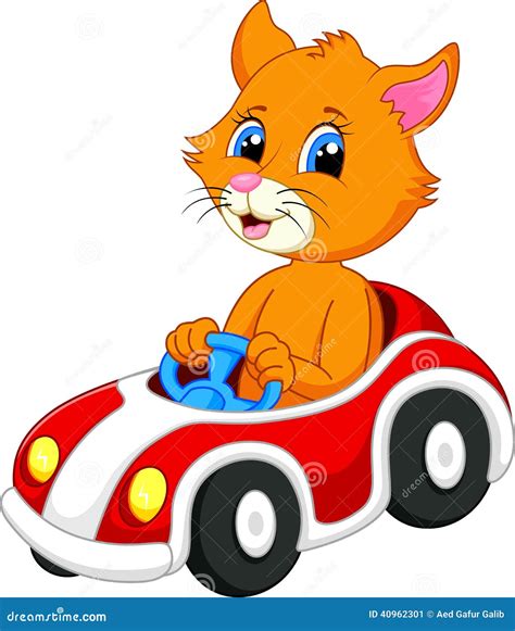 Cute Cat Cartoon Driving Car Stock Vector - Image: 40962301