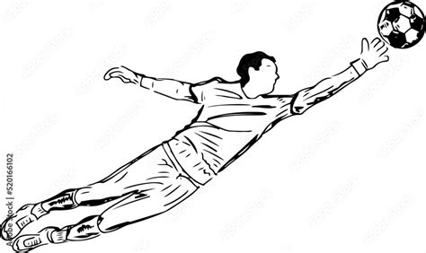 Football Vector, Soccer Illustration, Goalkeeper Sketch drawing, Line art illustration of ...