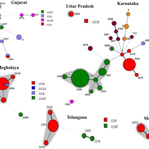 Minimum spanning trees showing spa types in each of the states. Each... | Download Scientific ...