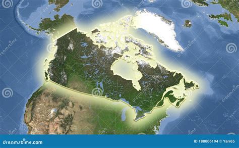 Canada - satellite. Glow stock illustration. Illustration of america ...