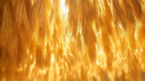 Shimmering Golden Jute Fiber Glistening In Sunlight For Drying ...