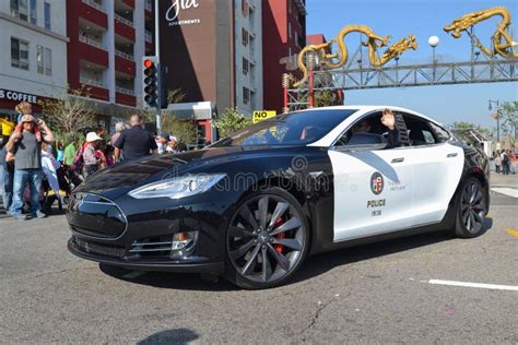 Electric Police Car Tesla during the 117th Golden Dragon Parade ...