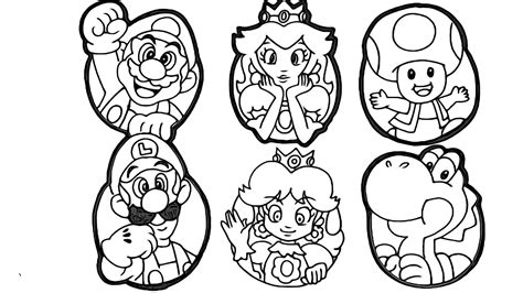 Super Mario Bros Coloring Book Page Mario Luigi Toad Princess Peach And Princess Daisy ...