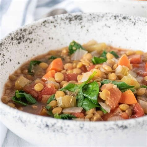 Easiest Low Sodium Lentil Soup with Spinach - 1-Pot and only 30 minutes!