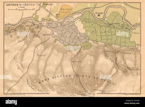 Antioch / Antakya antique town city plan. Turkey 1912 old map chart Stock Photo - Alamy