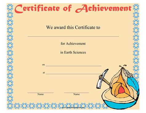 Earth Science Certificate of Achievement Template Download Printable PDF | Templateroller