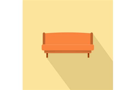 Orange small sofa icon, flat style By Anatolir56 | TheHungryJPEG