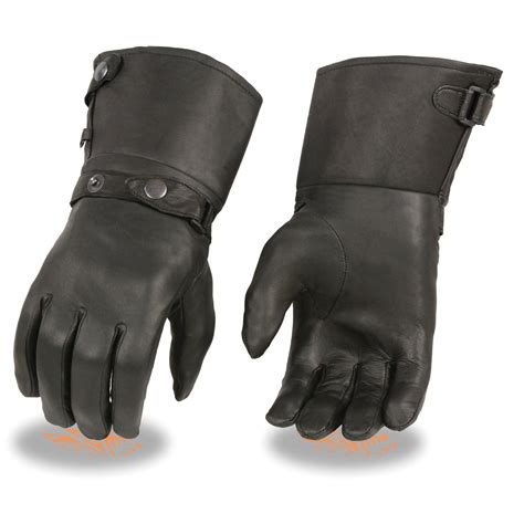 Milwaukee Leather SH264 Men's Black Leather Thermal Lined Gauntlet Glo