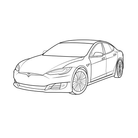 Tesla Model S 2020 vector line art illustration black and | Etsy | Tesla model s, Tesla model ...