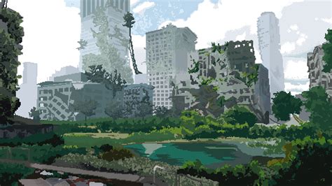 ArtStation - Nier Automata City Ruins Pixel Art