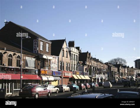 The popular Curry Mile in Wilmslow Road Rusholme near Manchester UK ...