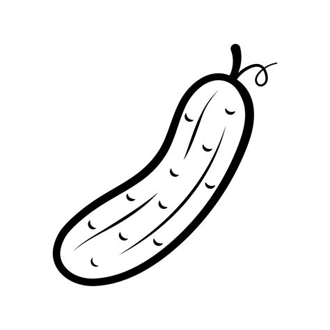 Cucumber. Outline icon of vegetable. Hand drawn sketch doodle style ...