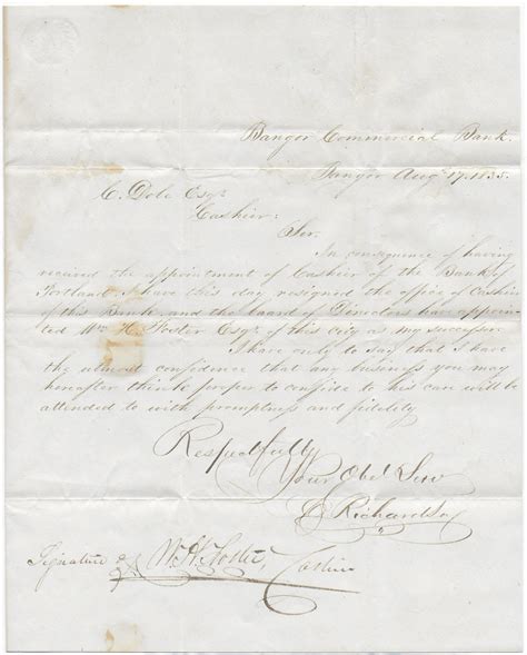 Heirlooms Reunited: 1835 Letter from E. Richardson, Cashier at Bangor Commercial Bank, Bangor ...