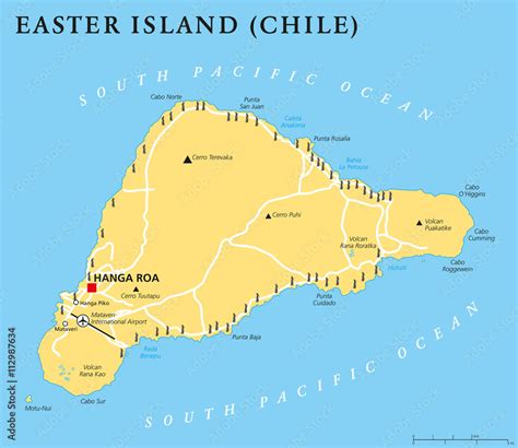 Easter Island political map with capital Hanga Roa, important places ...