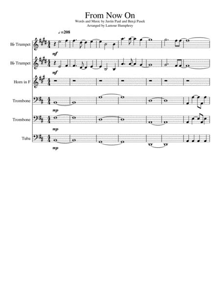 From Now On (arr. Lamour Humphrey) Sheet Music | Justin Paul | Brass Ensemble