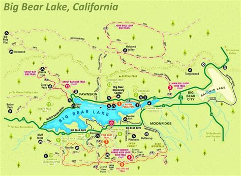 Big Bear Lake Hiking and Biking Map - Ontheworldmap.com