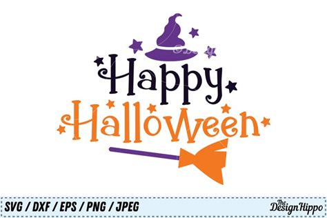 Happy Halloween SVG, Halloween SVG, Witch Hat, Broom SVG PNG