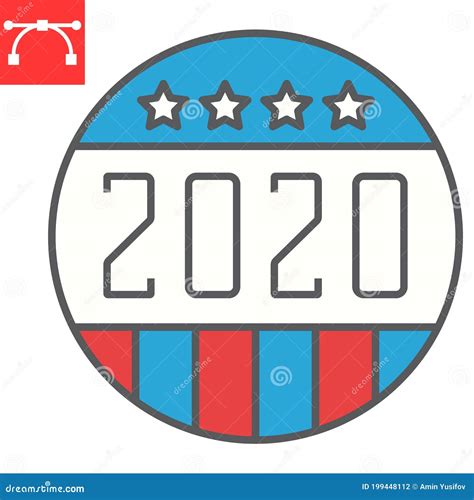 Vote Badge 2020 Color Line Icon, Election and Democratic, Vote Button Sign Vector Graphics ...