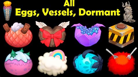 All Eggs, Vessels, Dormant (My Singing Monsters) 4k - YouTube